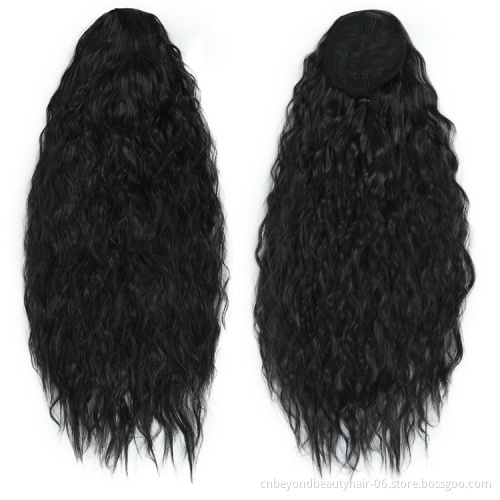 Black Brown Synthetic Wrap Around Drawstring With Clip Ponytail Hair extension Pony tails For Black Women